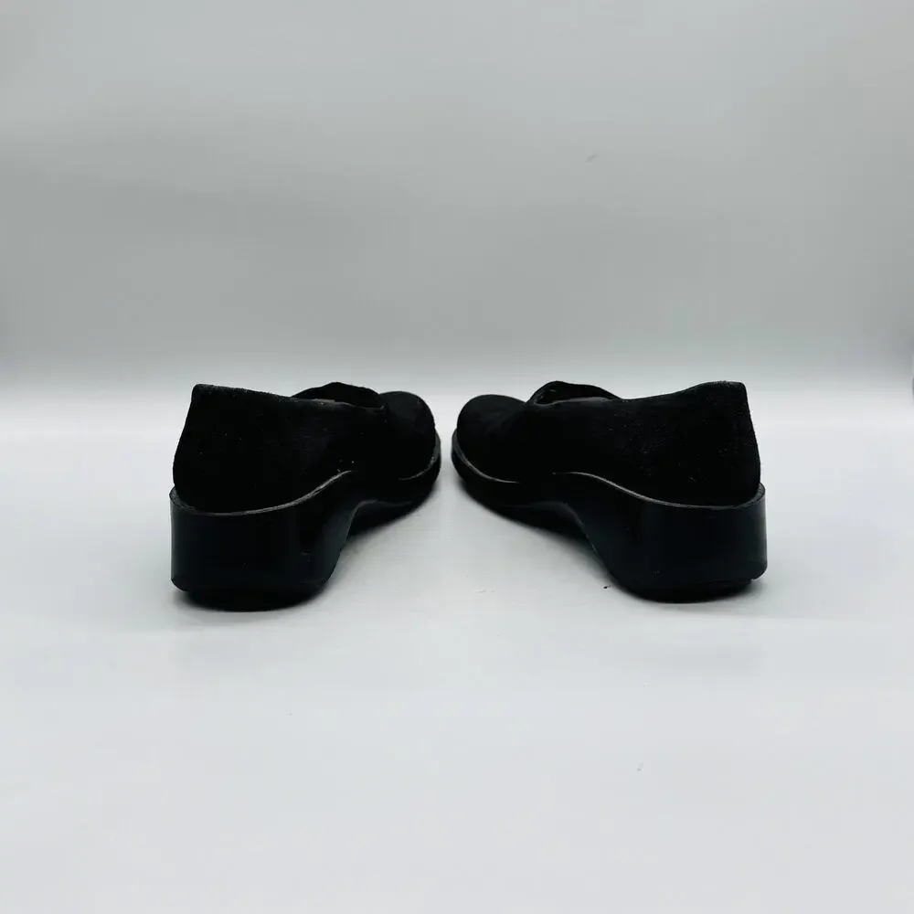 Robert Clergerie Shoes Womens 6.5 Black Suede Slip On Wedge Loafers Paris Casual
